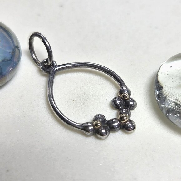 Authentic Pandora Retired Floral Pendant Sterling Silver With 14k Gold - Picture 5 of 5